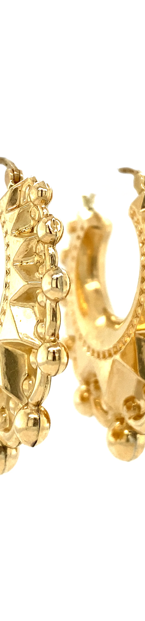 Vintage Fancy 9K Gold Hoop Earrings